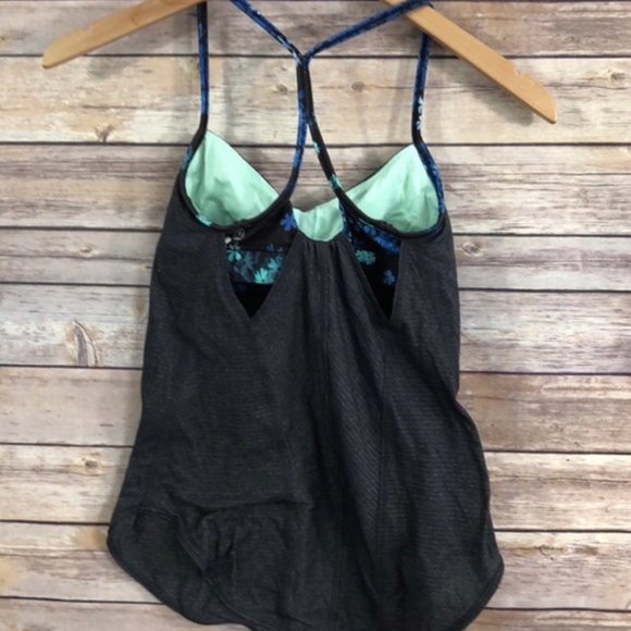 Lululemon Tank Grey With Floral Bra Size 2 - Picture 2 of 5